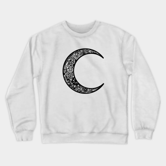 Black Henna Crescent Moon Crewneck Sweatshirt by Tilila